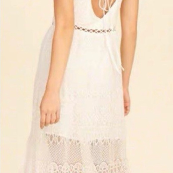 Hollister Ivory Crochet Lace Strappy Halter Maxi Dress Long Slit SZ XS - Picture 4 of 15